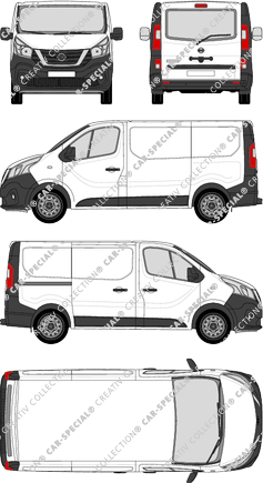 Nissan NV300, furgone, L1H1, vitre arrière, Rear Flap, 1 Sliding Door (2017)