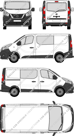 Nissan NV300, furgone, L1H1, vitre arrière, Doppelkabine, Rear Flap, 1 Sliding Door (2017)