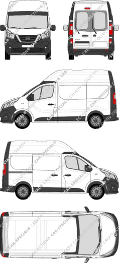Nissan NV300, van/transporter, L1H2, rear window, Rear Wing Doors, 1 Sliding Door (2017)