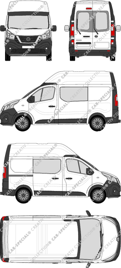 Nissan NV300, furgone, L1H2, vitre arrière, Doppelkabine, Rear Wing Doors, 1 Sliding Door (2017)