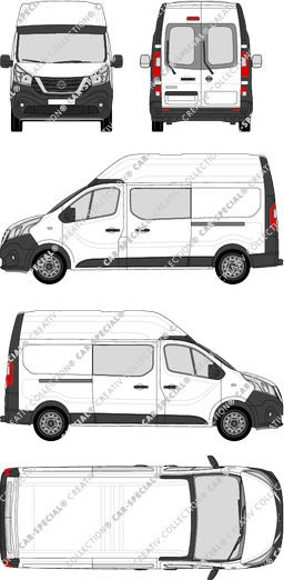 Nissan NV300, furgone, L2H2, vitre arrière, Doppelkabine, Rear Wing Doors, 2 Sliding Doors (2017)