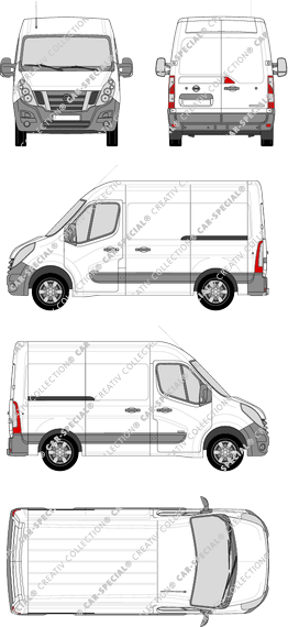 Nissan NV400, FWD, furgón, L1H2, Rear Wing Doors, 2 Sliding Doors (2012)
