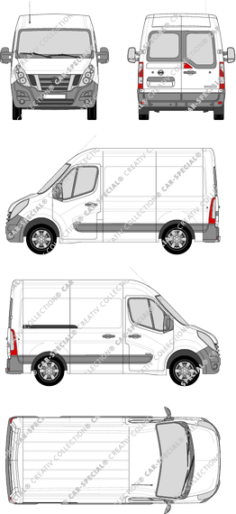Nissan NV400, FWD, furgone, L1H2, vitre arrière, Rear Wing Doors, 1 Sliding Door (2012)