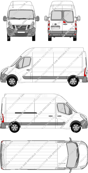 Nissan NV400, FWD, van/transporter, L3H3, rear window, Rear Wing Doors, 1 Sliding Door (2012)