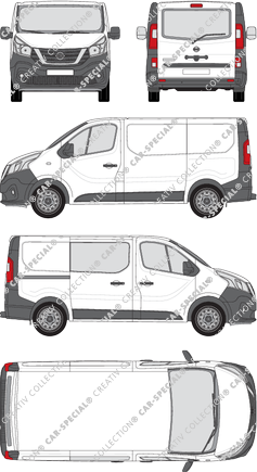 Nissan NV300, Kastenwagen, L1H1, Heck verglast, rechts teilverglast, Rear Flap, 1 Sliding Door (2017)