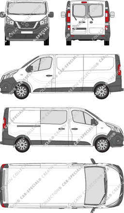 Nissan NV300, furgón, L2H1, Heck verglast, rechts teilverglast, Rear Wing Doors, 1 Sliding Door (2017)
