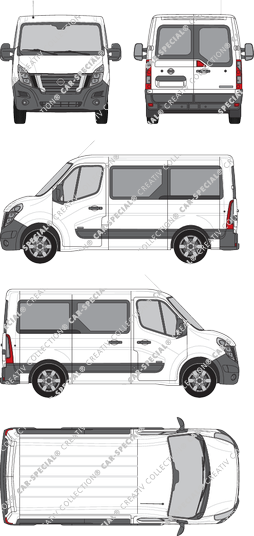 Nissan NV400, FWD, minibus, L1H1, Rear Wing Doors, 1 Sliding Door (2020)
