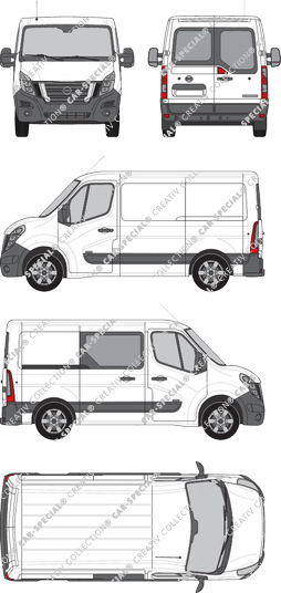 Nissan NV400, FWD, fourgon, L1H1, Heck verglast, rechts teilverglast, Rear Wing Doors, 1 Sliding Door (2020)