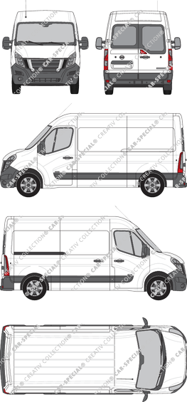 Nissan NV400, FWD, van/transporter, L2H2, rear window, Rear Wing Doors, 1 Sliding Door (2020)