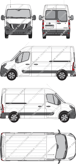 Nissan NV400, FWD, furgone, L2H2, vitre arrière, Rear Wing Doors, 2 Sliding Doors (2020)