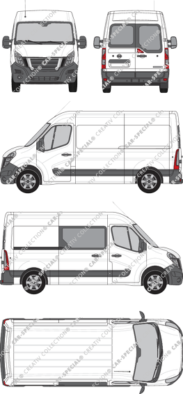 Nissan NV400, FWD, van/transporter, L2H2, Heck verglast, rechts teilverglast, Rear Wing Doors, 1 Sliding Door (2020)