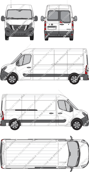 Nissan NV400, FWD, van/transporter, L3H2, rear window, Rear Wing Doors, 1 Sliding Door (2020)