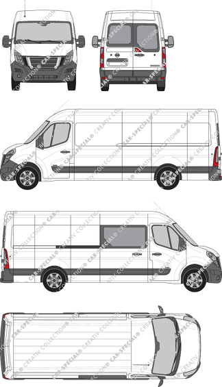 Nissan NV400, RWD, furgone, L4H2, Heck verglast, rechts teilverglast, Rear Wing Doors, 1 Sliding Door (2020)