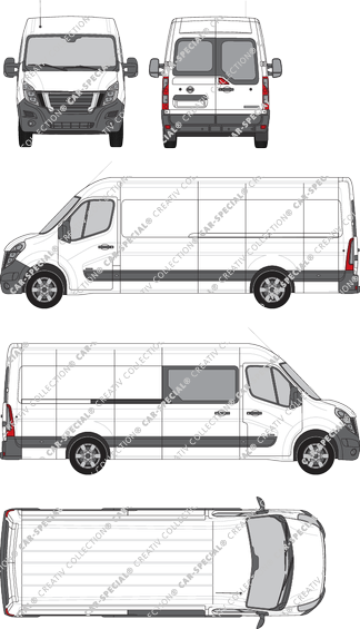 Nissan NV400, RWD, fourgon, L4H2, Heck verglast, rechts teilverglast, Rear Wing Doors, 1 Sliding Door (2020)