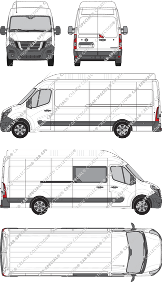 Nissan NV400, RWD, Kastenwagen, L4H3, rechts teilverglast, Rear Wing Doors, 1 Sliding Door (2020)