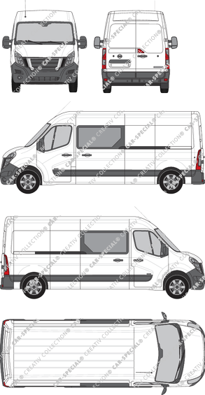 Nissan NV400, FWD, van/transporter, L3H2, double cab, Rear Wing Doors, 2 Sliding Doors (2020)