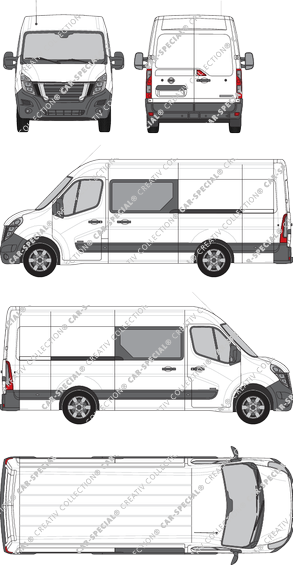 Nissan NV400, RWD, Kastenwagen, L3H2, Doppelkabine, Rear Wing Doors, 2 Sliding Doors (2020)