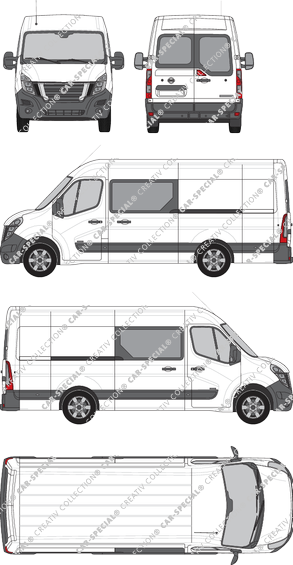 Nissan NV400, RWD, furgone, L3H2, vitre arrière, Doppelkabine, Rear Wing Doors, 2 Sliding Doors (2020)