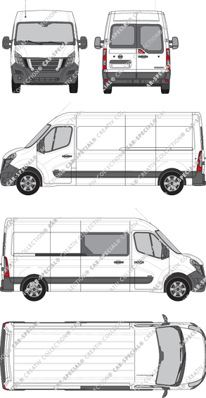 Nissan NV400, FWD, van/transporter, L3H2, Heck verglast, rechts teilverglast, Rear Wing Doors, 1 Sliding Door (2020)