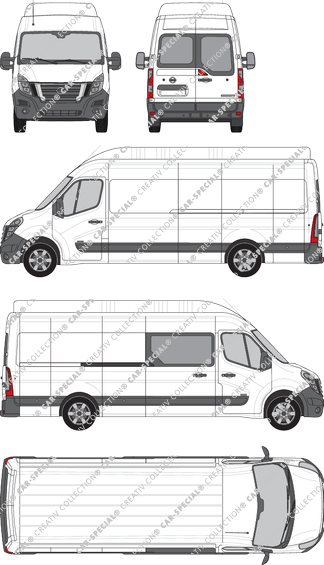 Nissan Interstar, RWD, furgone, L4H3, Heck verglast, rechts teilverglast, Rear Wing Doors, 1 Sliding Door (2021)