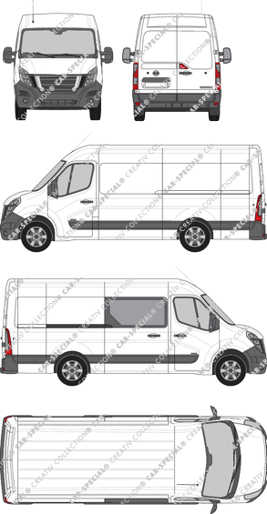 Nissan Interstar, RWD, van/transporter, L3H2, rechts teilverglast, Rear Wing Doors, 1 Sliding Door (2021)
