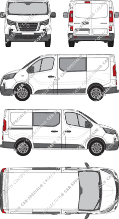 Nissan Primastar, fourgon, L1H1, double cabine, Rear Wing Doors, 1 Sliding Door (2021)