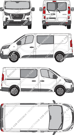 Nissan Primastar, van/transporter, L1H1, rear window, double cab, Rear Wing Doors, 1 Sliding Door (2021)