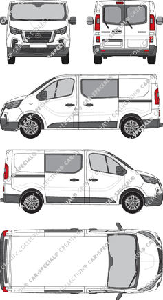 Nissan Primastar, van/transporter, L1H1, rear window, double cab, Rear Wing Doors, 2 Sliding Doors (2021)