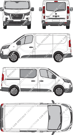 Nissan Primastar, Kastenwagen, L1H1, Heck verglast, teilverglast rechts, Rear Flap, 1 Sliding Door (2021)