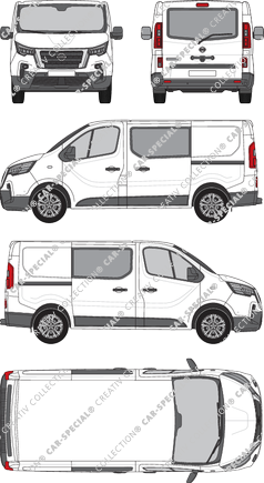 Nissan Primastar, furgón, L1H1, ventana de parte trasera, cabina doble, Rear Flap, 2 Sliding Doors (2021)