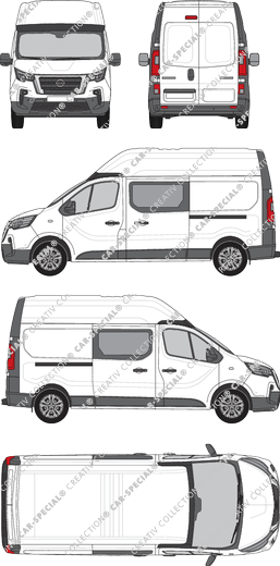 Nissan Primastar, Kastenwagen, L2H2, Doppelkabine, Rear Wing Doors, 2 Sliding Doors (2021)