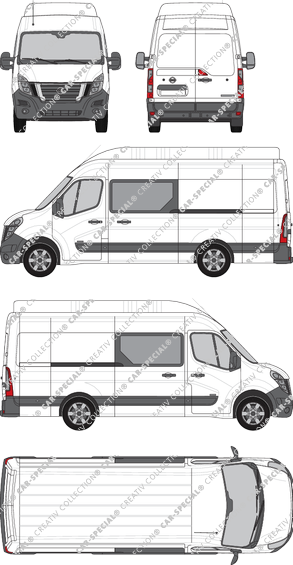 Nissan Interstar, RWD, furgone, L3H3, Doppelkabine, Rear Wing Doors, 2 Sliding Doors (2021)