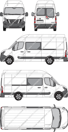 Nissan Interstar, RWD, van/transporter, L3H3, rear window, double cab, Rear Wing Doors, 2 Sliding Doors (2021)
