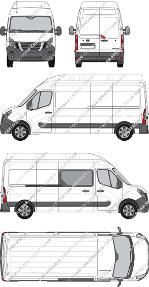 Nissan Interstar, FWD, furgón, L3H3, rechts teilverglast, Rear Wing Doors, 1 Sliding Door (2021)