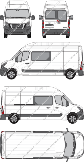 Nissan Interstar, FWD, Kastenwagen, L3H3, Heck verglast, Doppelkabine, Rear Wing Doors, 1 Sliding Door (2021)