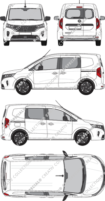 Nissan Townstar, van/transporter, rear window, double cab, Rear Wing Doors, 2 Sliding Doors (2022)