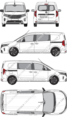 Nissan Townstar, Kastenwagen, Heck verglast, Doppelkabine, Rear Wing Doors, 2 Sliding Doors (2022)