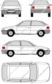 Opel Astra, A, Hatchback, 3 Doors (1994)