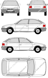 Opel Astra, A, Hayon, 3 Doors (1994)