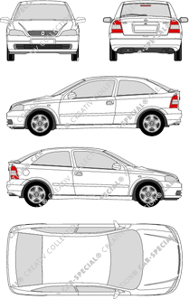 Opel Astra, B, Hayon, 3 Doors, Rear Flap (1998)
