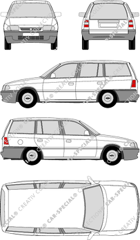Opel Astra Caravan, A, Caravan, 5 Doors (1994)