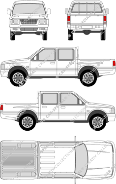 Opel Campo, 4x2/4x4, Pick-up, Mannschaftsfahrerhaus (1991)