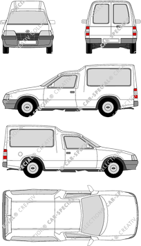Opel Combo, furgone, Rear Wing Doors (1993)