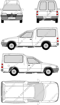 Opel Combo, furgón, Rear Wing Doors (1993)