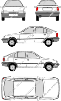 Opel Kadett, E, Hatchback, 5 Doors (1989)