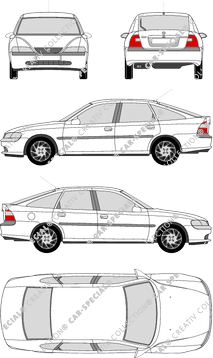 Opel Vectra, B, limusina, 5 Doors, Rear Flap (1999)