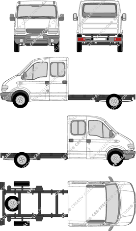 Opel Movano, Fahrgestell für Aufbauten, L3, Doppelkabine (1999)