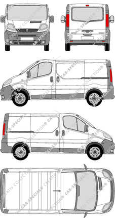 Opel Vivaro, fourgon, L1H1, Heck verglast, Rear Flap, 2 Sliding Doors (2001)