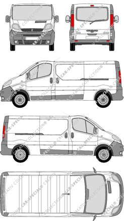 Opel Vivaro, Kastenwagen, L2H1, Heck verglast, Rear Flap, 2 Sliding Doors (2001)