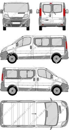 Opel Vivaro Combi, Combi, L1H1, Rear Wing Doors, 1 Sliding Door (2001)